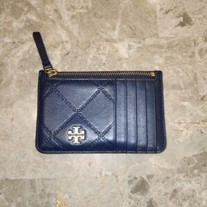 Tory Burch Navy Blue Quilted Card Holder